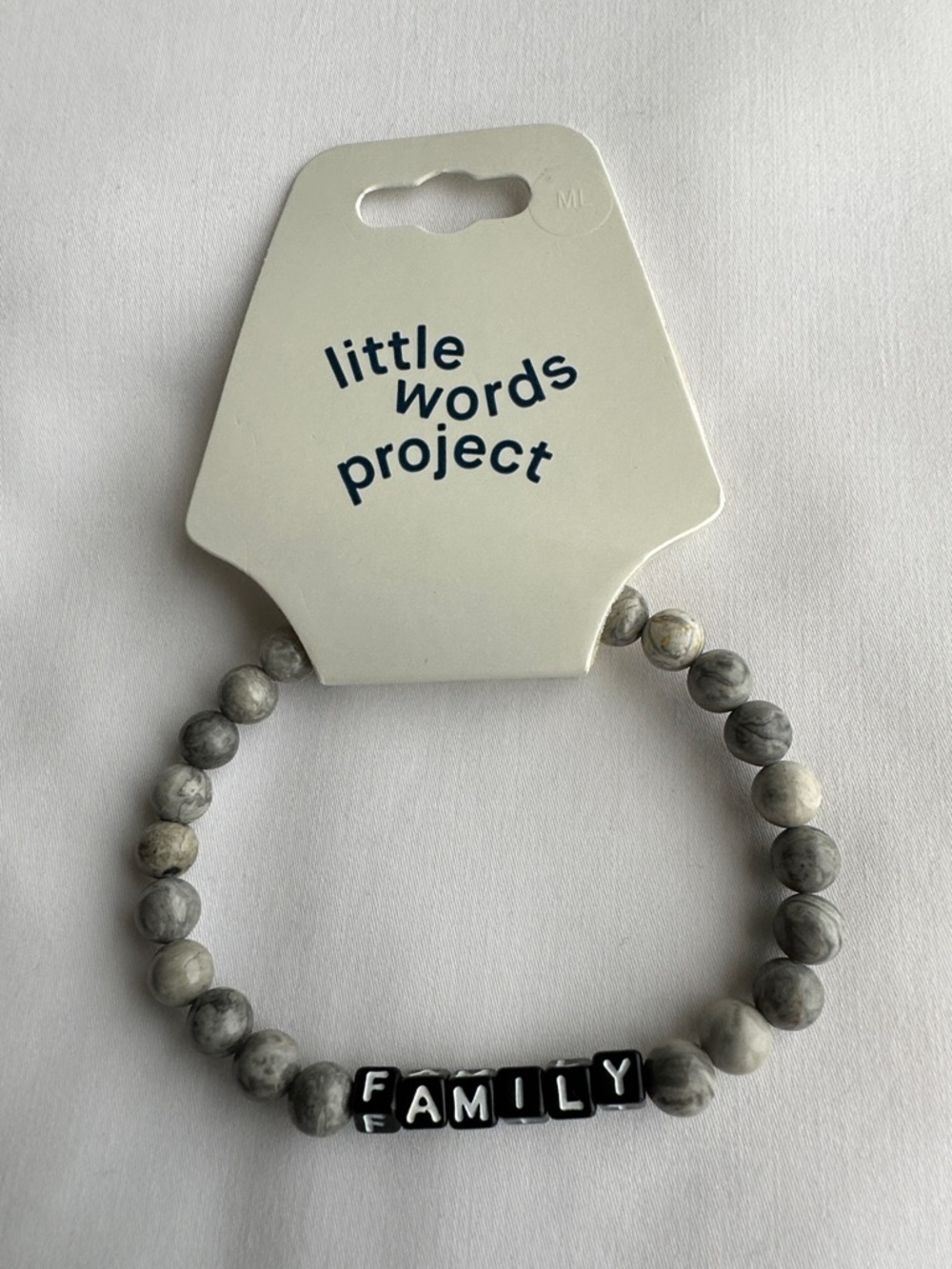 Little Words Project ‘FAMILY' Men Beaded Bracelet Color Gray Size ML